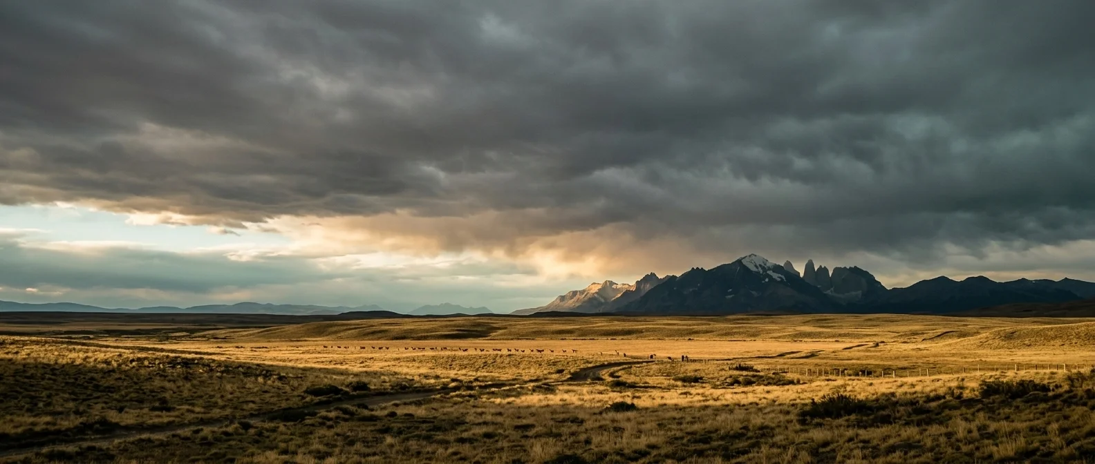 Horizonte patagónico, encuadre cinematográfico.
